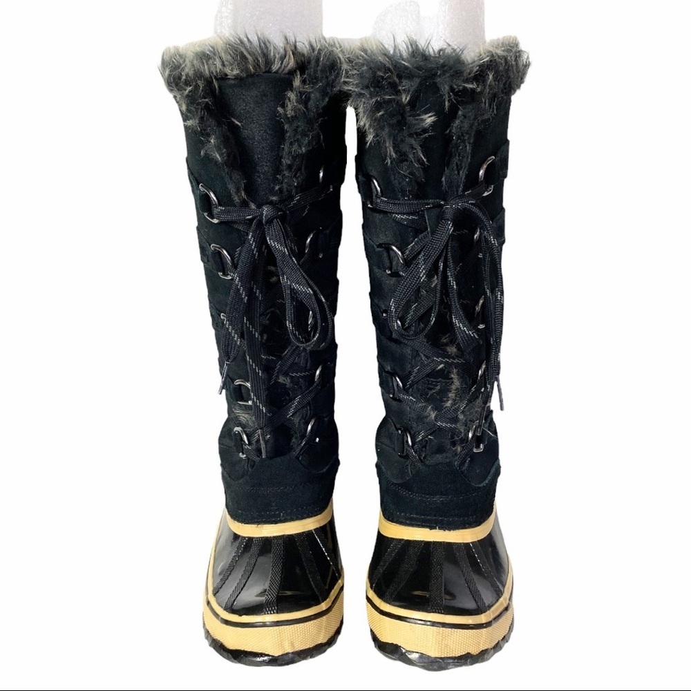 Sportco Blake Black Duck Boots, Lace Up, Suede, Faux Fur Lined Womens Boots Sz 8